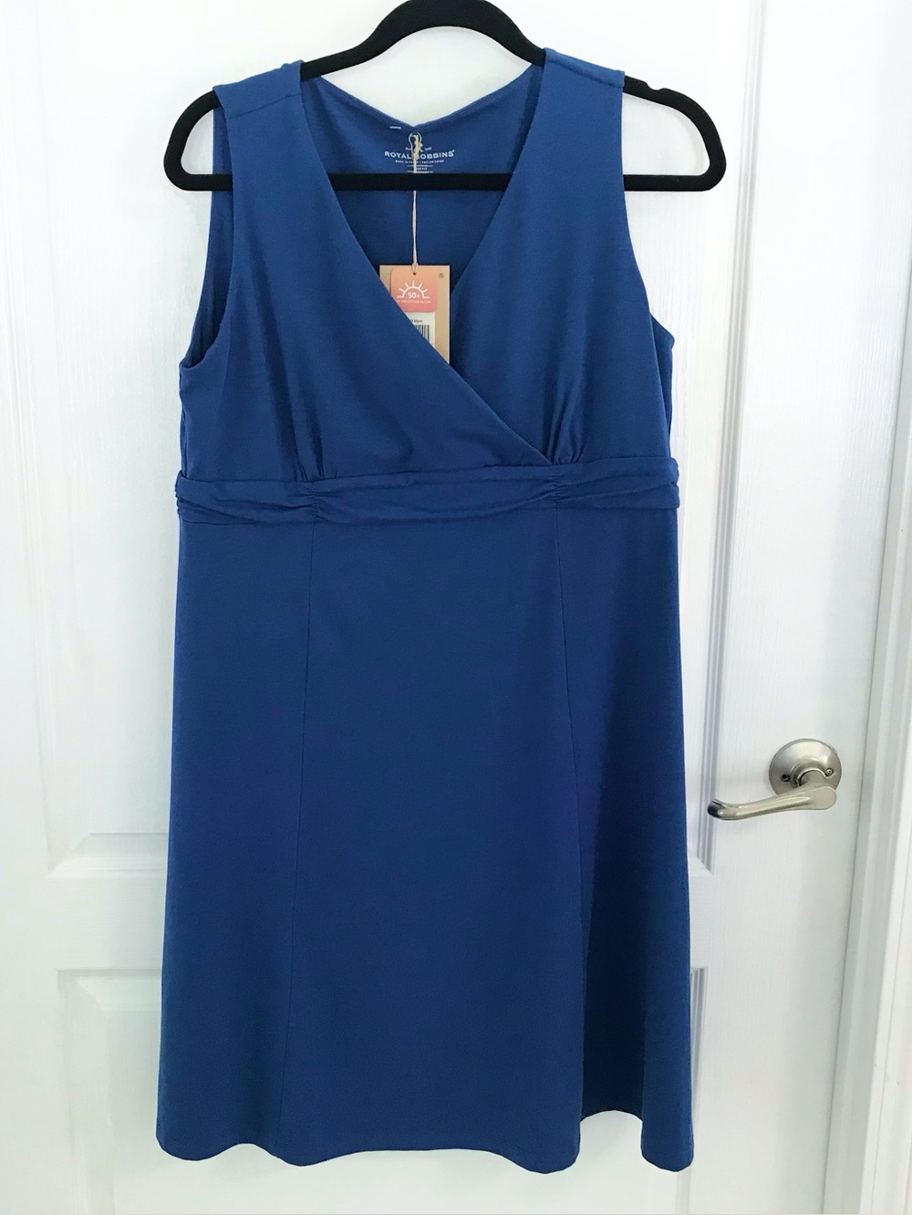 Royal Robbins Royal Blue Athletic Faux Wrap Bodice Dress, SzL,NWT, UV Protection